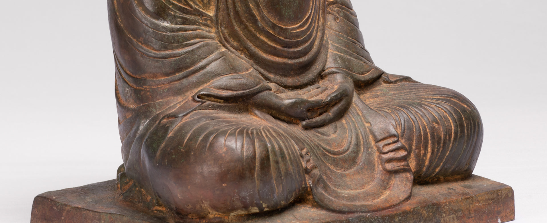 Antique Japanese Style Bronze Seated Meditation Amitabha Buddha Statue - 40cm/16"