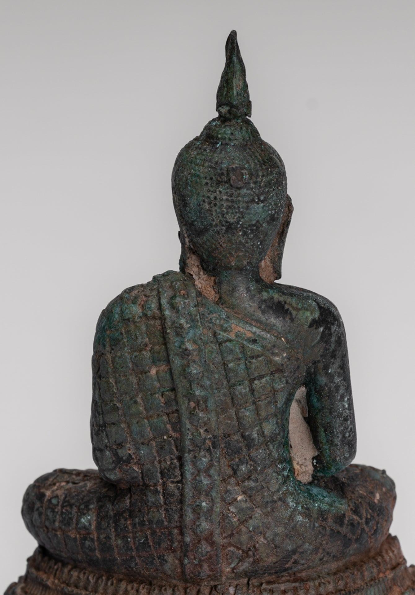 Buddha Sculpture - Antique Thai Style Bronze Seated Meditation Buddha Statue - 12.5cm/5"