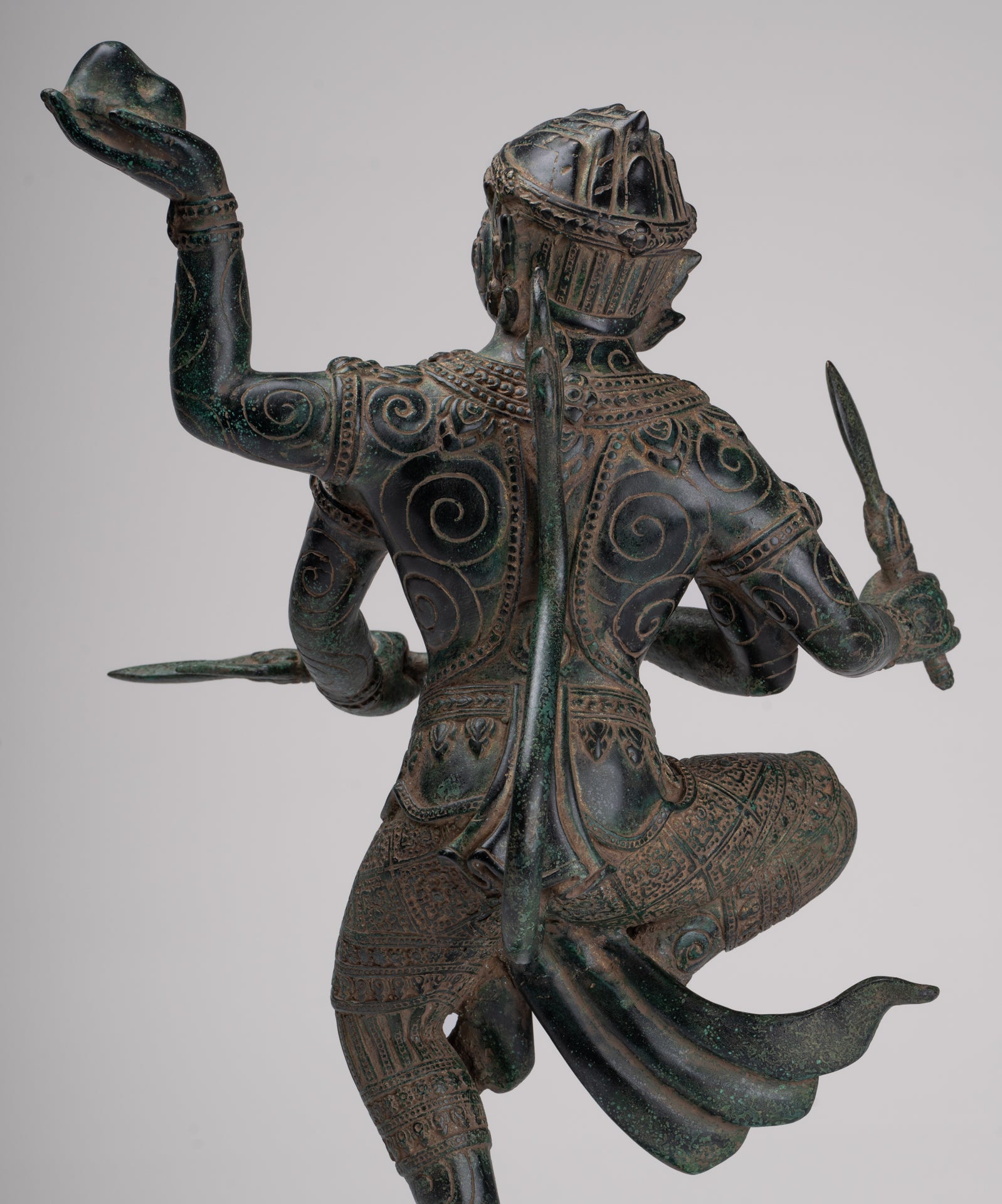 Antique Khmer Style Standing Bayon Hindu God Hanuman Statue - 40cm/16" Tall