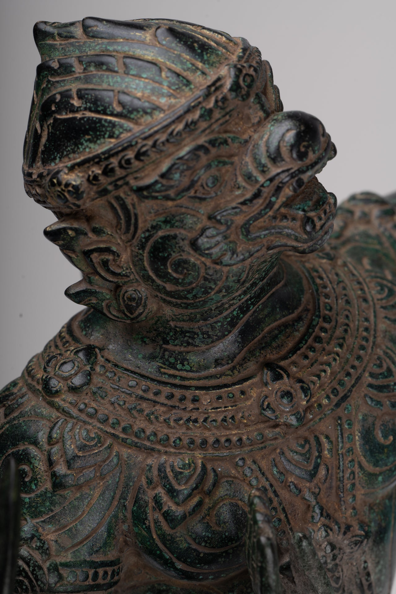 Antique Khmer Style Standing Bayon Hindu God Hanuman Statue - 40cm/16" Tall