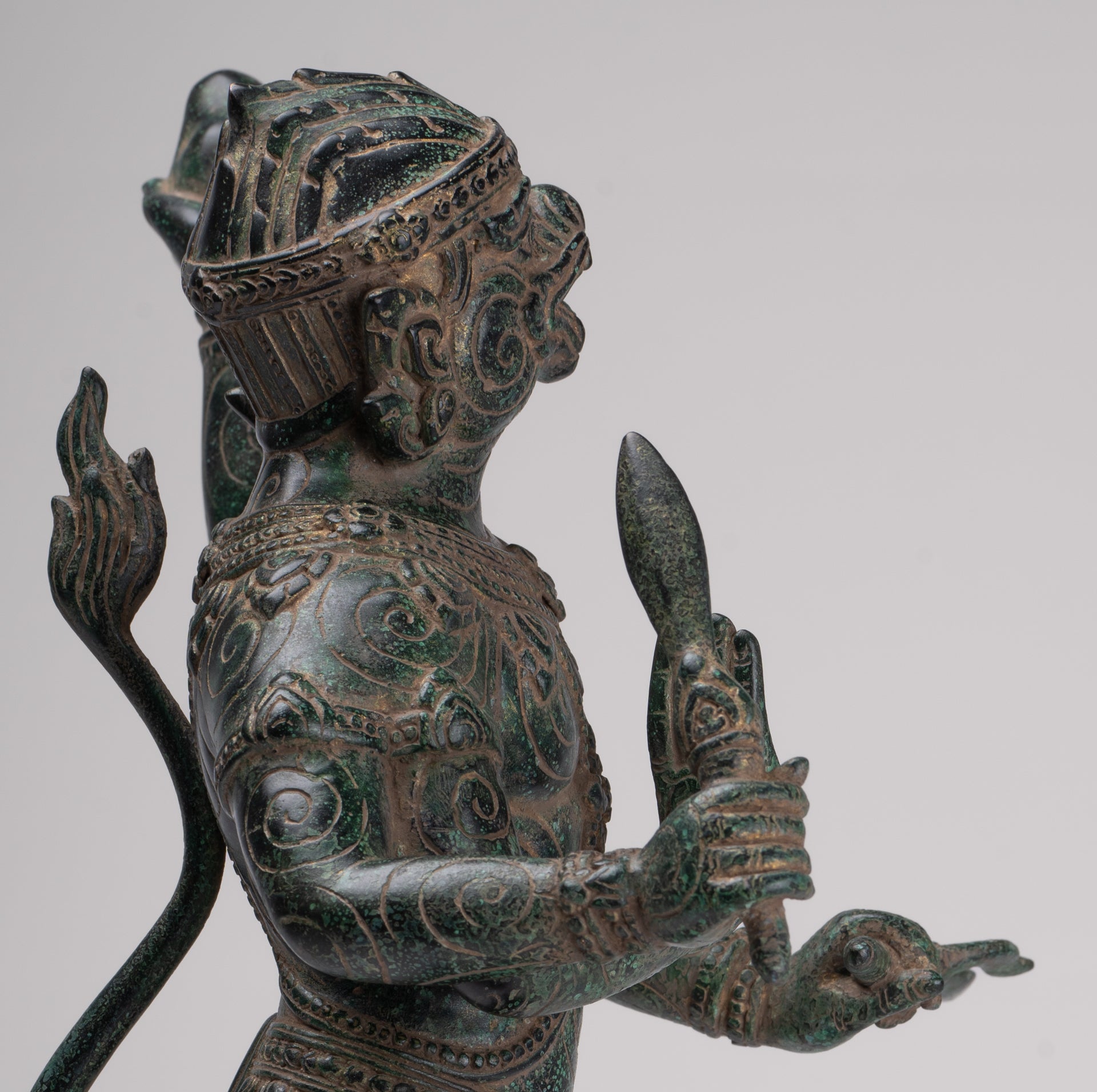 Antique Khmer Style Standing Bayon Hindu God Hanuman Statue - 40cm/16" Tall