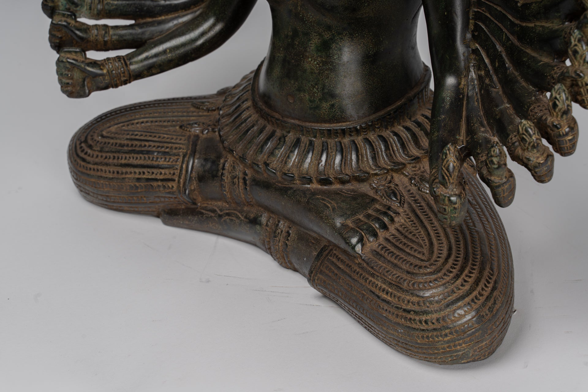 Antique Khmer Style Seated Bronze Bodhisattva Avalokiteshvara Statue - 53cm/21"