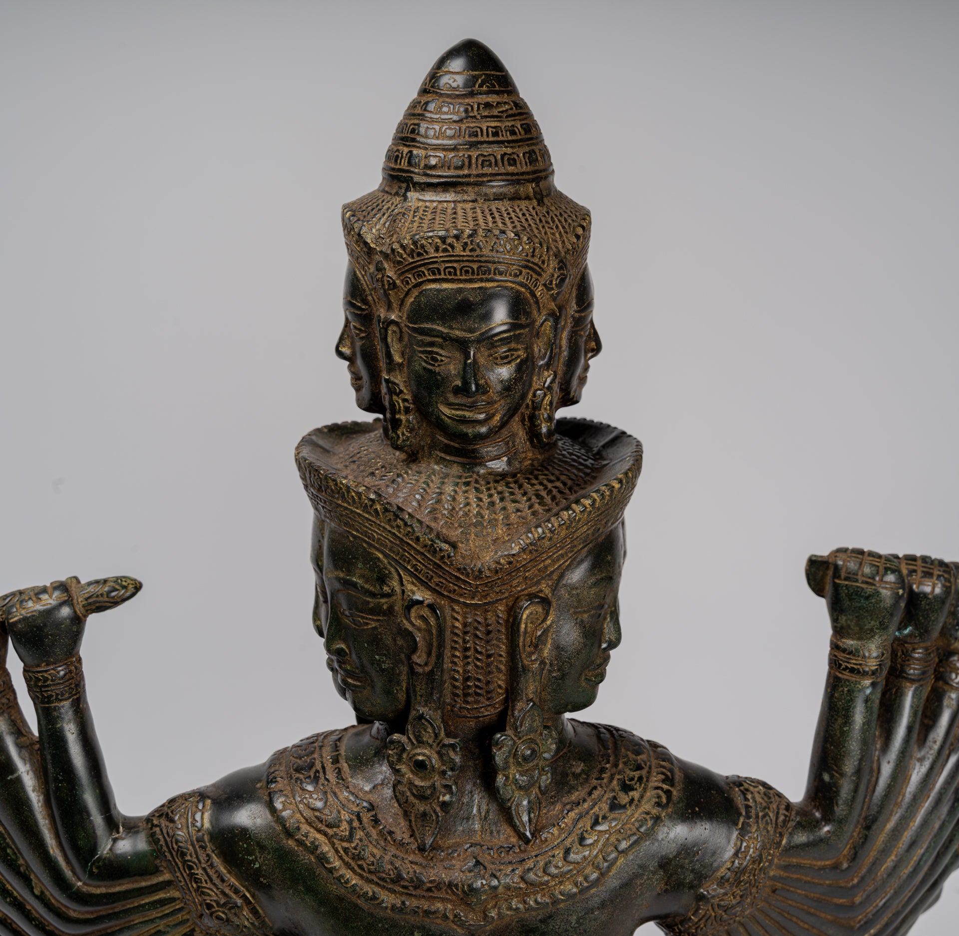 Antique Khmer Style Seated Bronze Bodhisattva Avalokiteshvara Statue - 53cm/21"