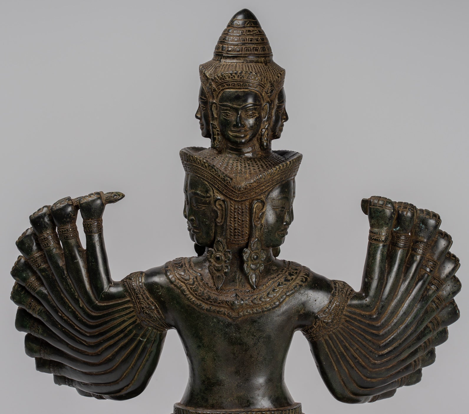 Antique Khmer Style Seated Bronze Bodhisattva Avalokiteshvara Statue - 53cm/21"