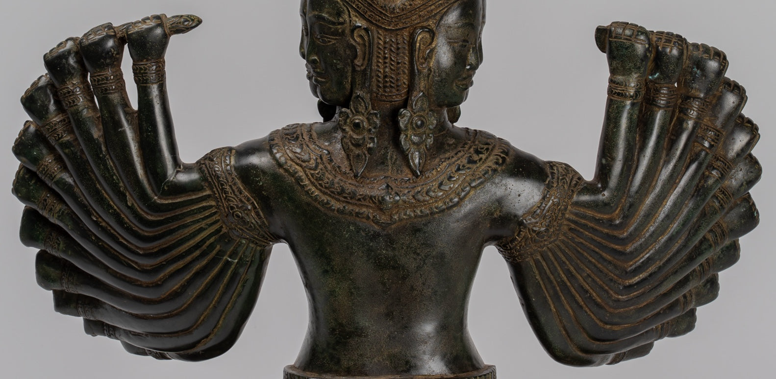 Antique Khmer Style Seated Bronze Bodhisattva Avalokiteshvara Statue - 53cm/21"