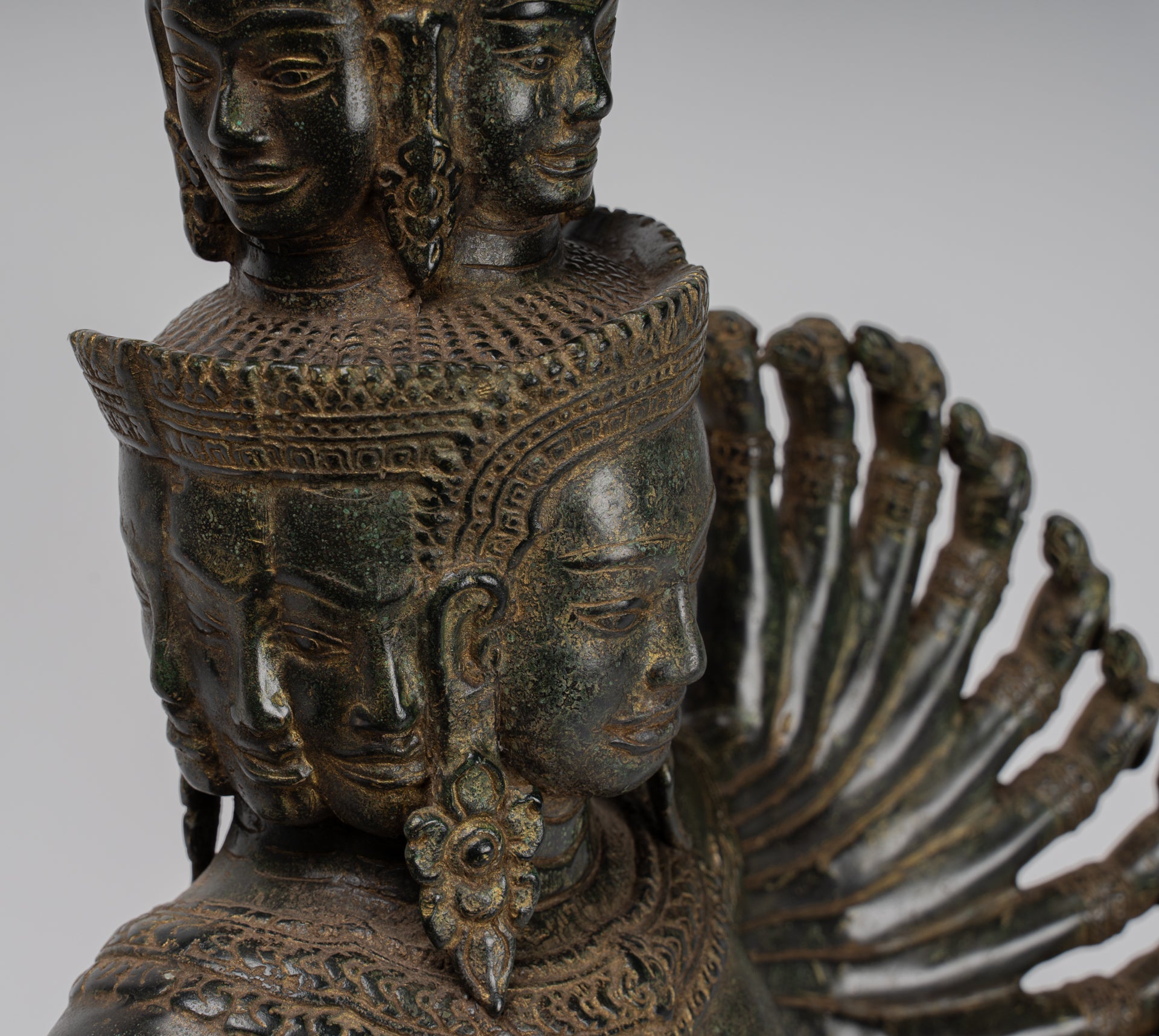 Antique Khmer Style Seated Bronze Bodhisattva Avalokiteshvara Statue - 53cm/21"