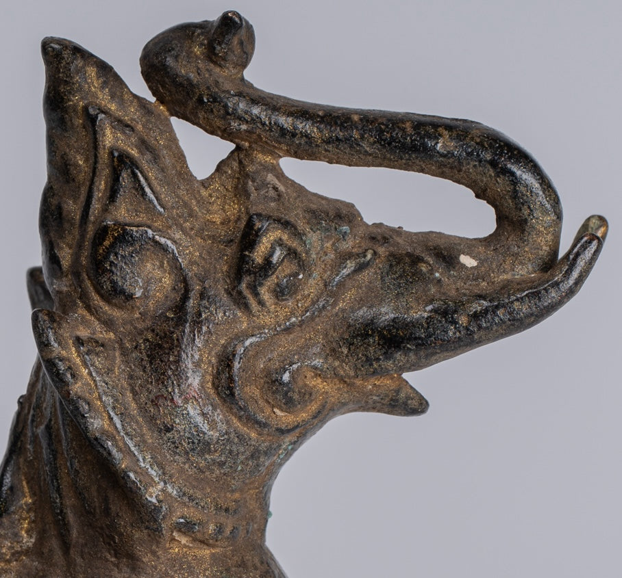 Antiguo de bronce de estilo birmano de pie Chinthe Guardian Temple Lion - 11.5cm/5 "