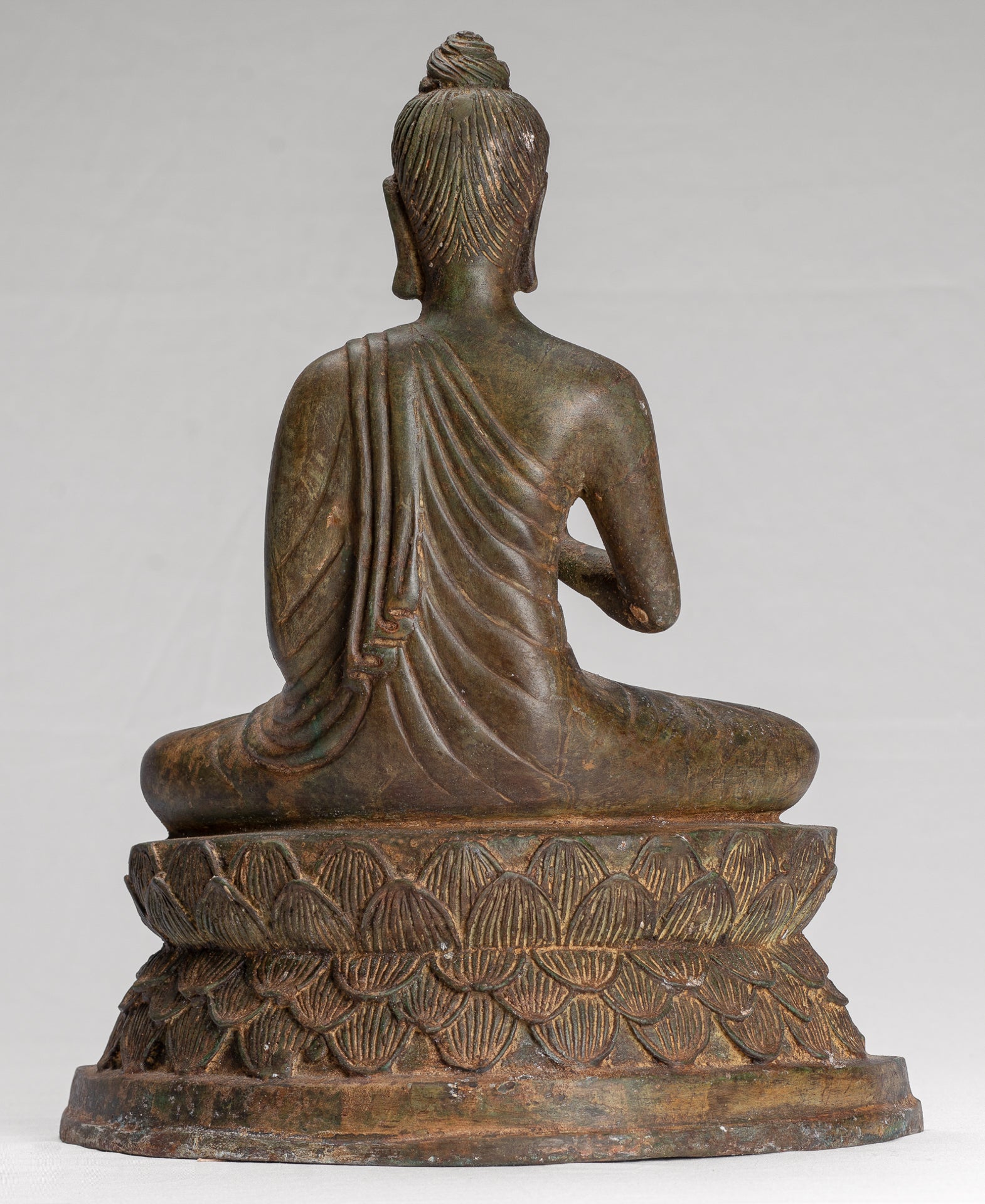 Indian Buddha Statue - Antique Gandhara Style Bronze Teaching Buddha Statue - 35cm/14"