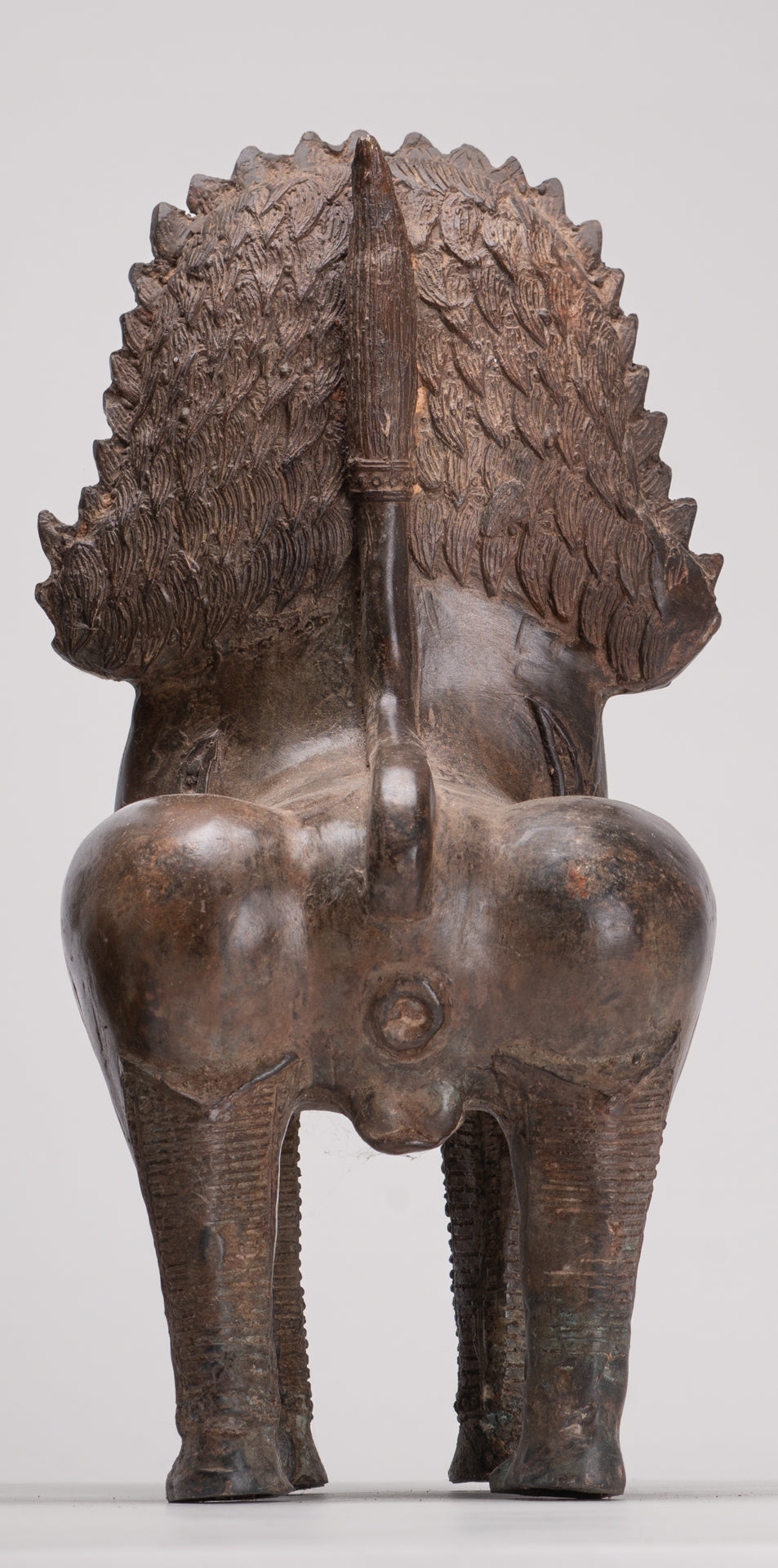 Temple Lion - Antique Thai Style Bronze Standing Singha Temple Guardians or Lions - 31cm/12" (Pair)