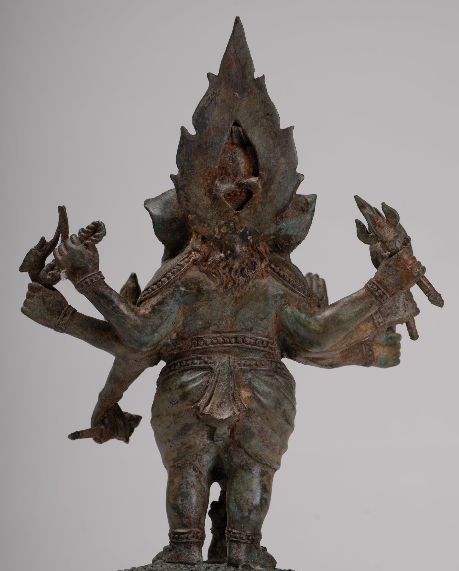 Ganesha Statue - Antique Thai Style Bronze Standing 8-Arm Ganesha Statue - 29cm/12"