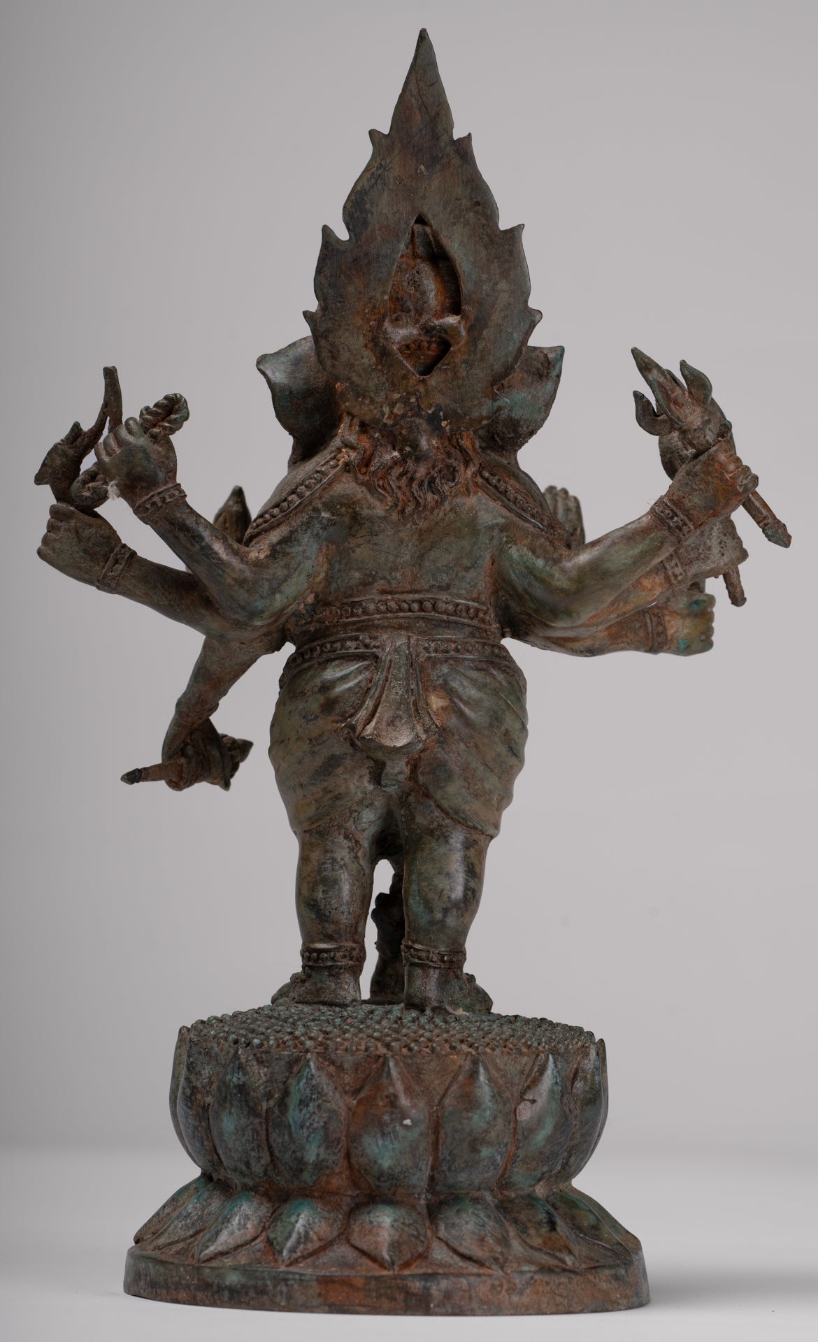 Ganesha Statue - Antique Thai Style Bronze Standing 8-Arm Ganesha Statue - 29cm/12"