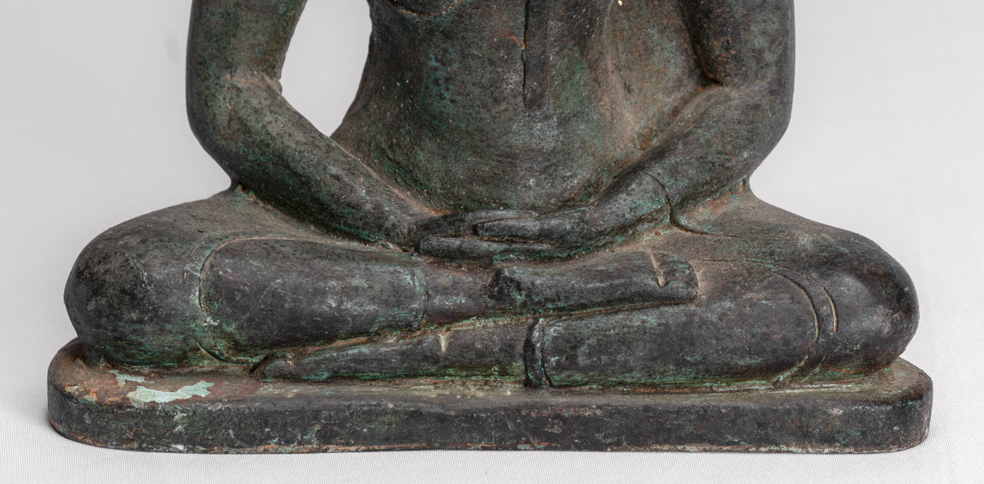 Buddha Statue - Antique Sri Lanka Style Bronze Seated Meditation Buddha Statue - 17cm/7"