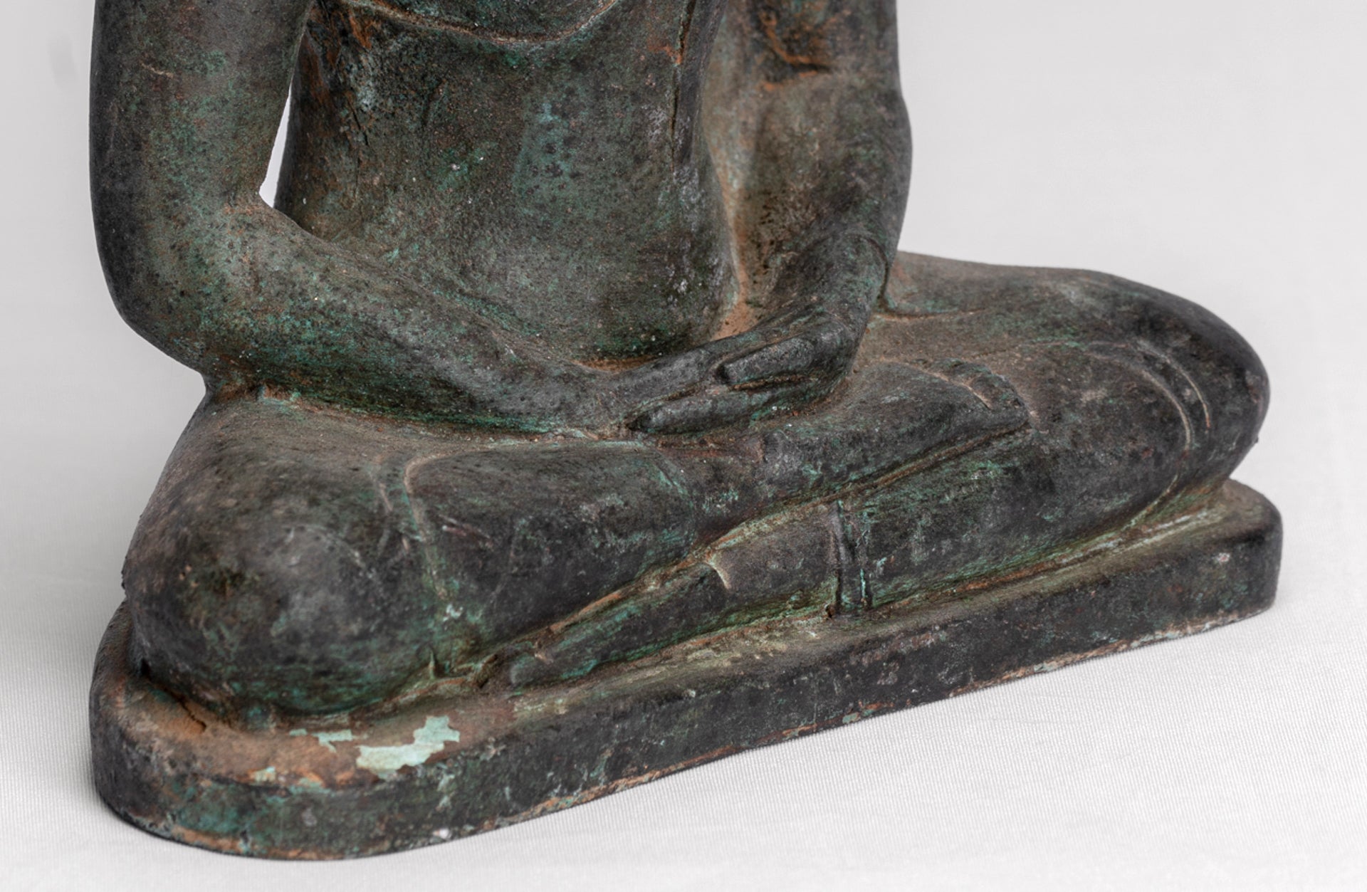 Buddha Statue - Antique Sri Lanka Style Bronze Seated Meditation Buddha Statue - 17cm/7"