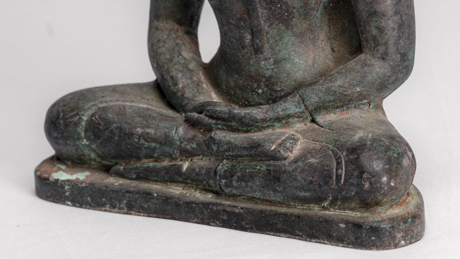 Buddha Statue - Antique Sri Lanka Style Bronze Seated Meditation Buddha Statue - 17cm/7"