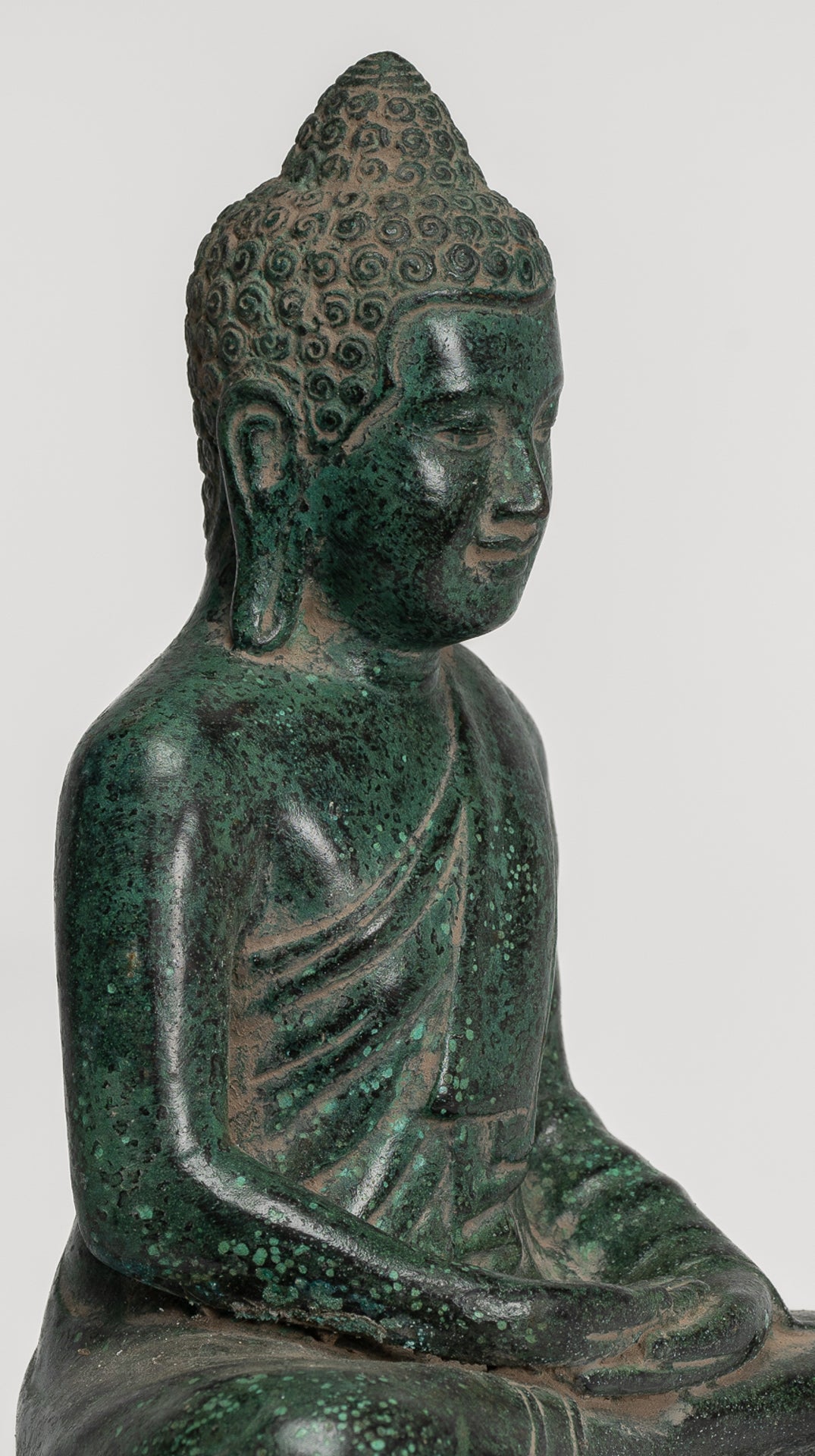 Buddha Statue - Buddha - Antique Khmer Style Seated Bronze Meditation Buddha Statue - 20cm/8"