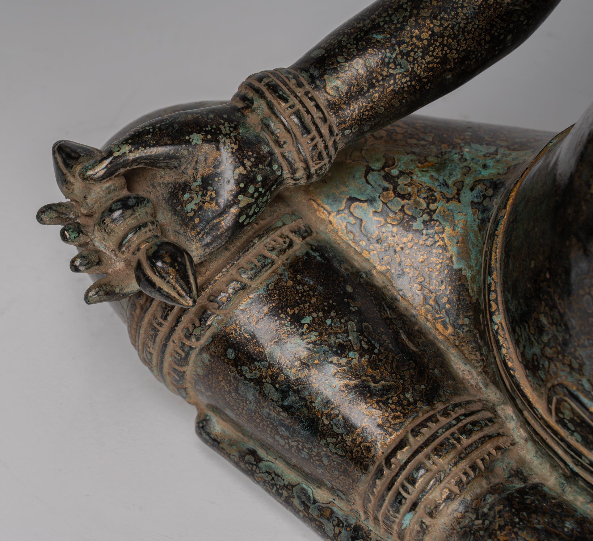 Buddha Statue - Antique Khmer Style Bronze Varada or Charity Angkor Wat Buddha Statue - 55cm/22"