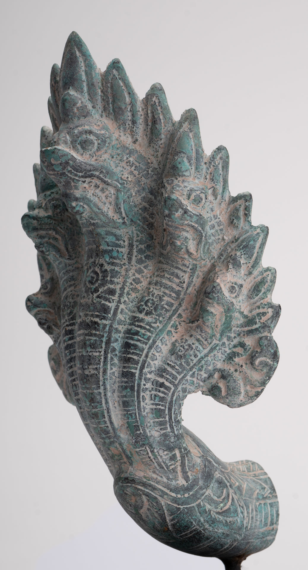 Naga Statue - Antique Khmer Style Bronze Protective Naga, Snake or Serpent Statue - 27cm/11"