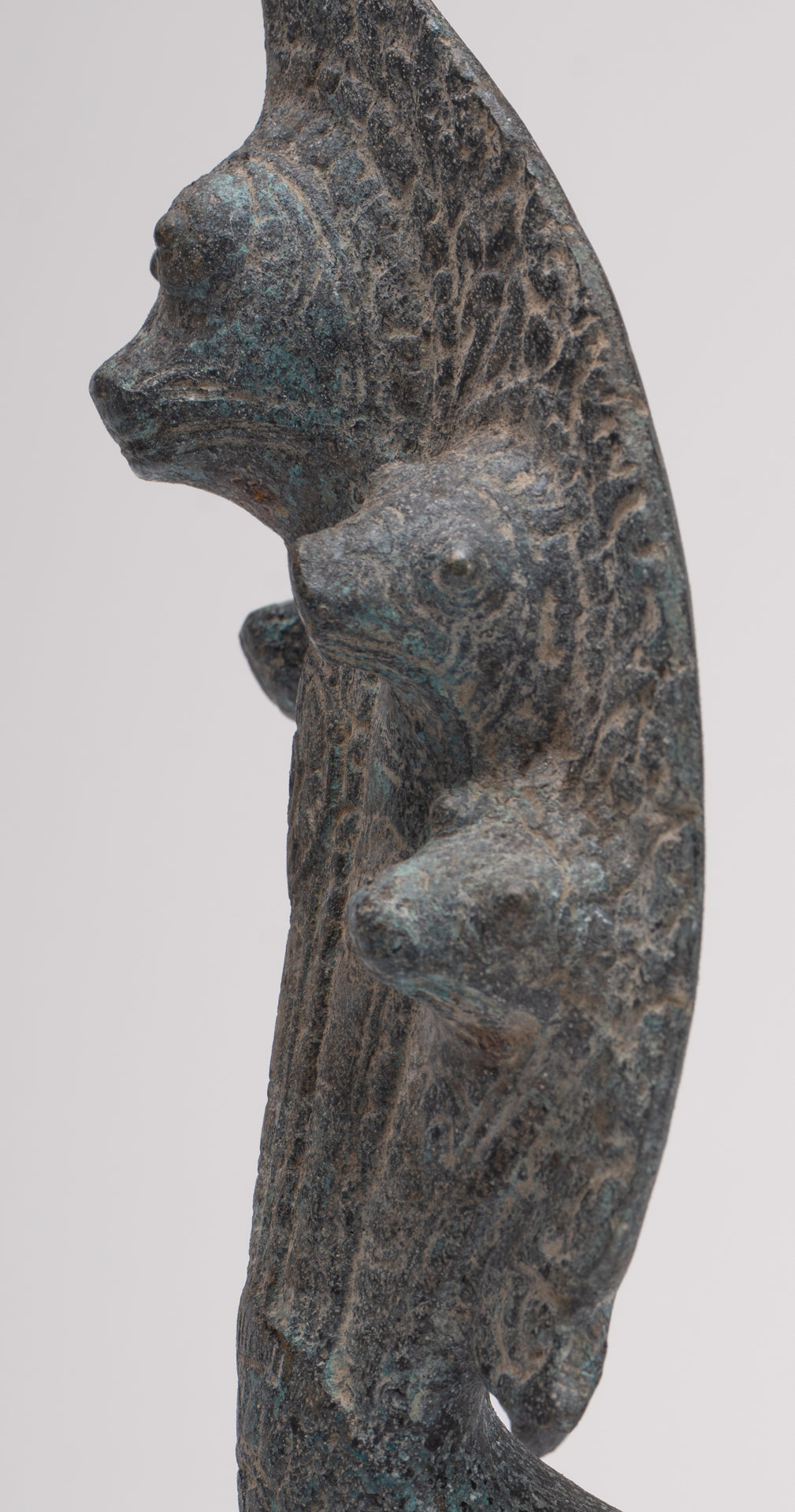 Naga Statue - Antique Khmer Style Bronze Protective Naga, Snake or Serpent Statue - 29cm/12"