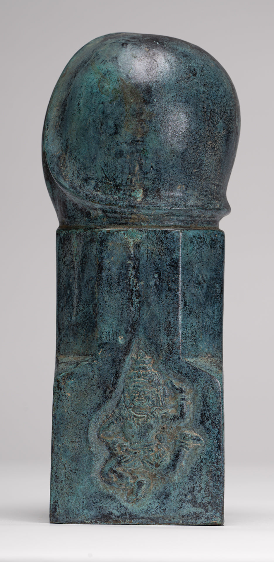 Antique Khmer Style Verdigris Bronze Apsara Linga / Lingnum - 23cm/9"