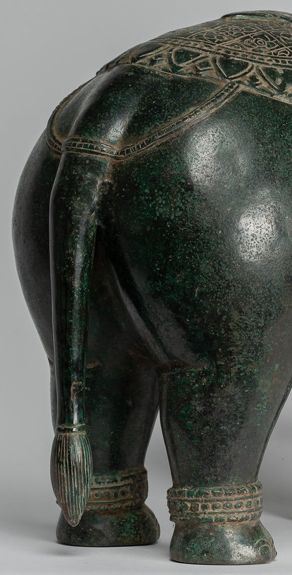 Antique Khmer Style Bronze Erawan Airavata or Elephant Statue - 44cm/18" Tall