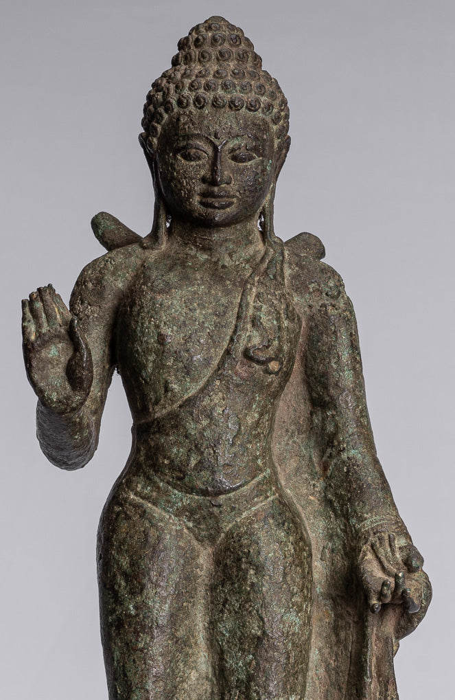 Statua di Buddha - Antique Statue Buddha di protezione giavanese per la protezione permanente - 43 cm/17 "