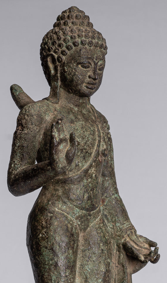 Statua di Buddha - Antique Statue Buddha di protezione giavanese per la protezione permanente - 43 cm/17 "