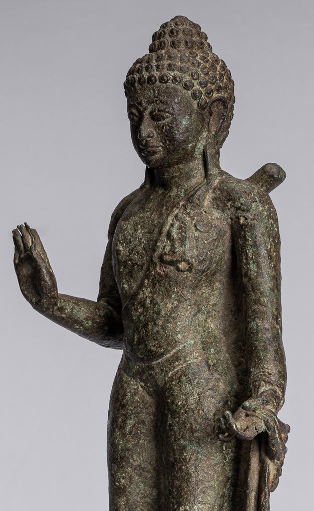 Statua di Buddha - Antique Statue Buddha di protezione giavanese per la protezione permanente - 43 cm/17 "