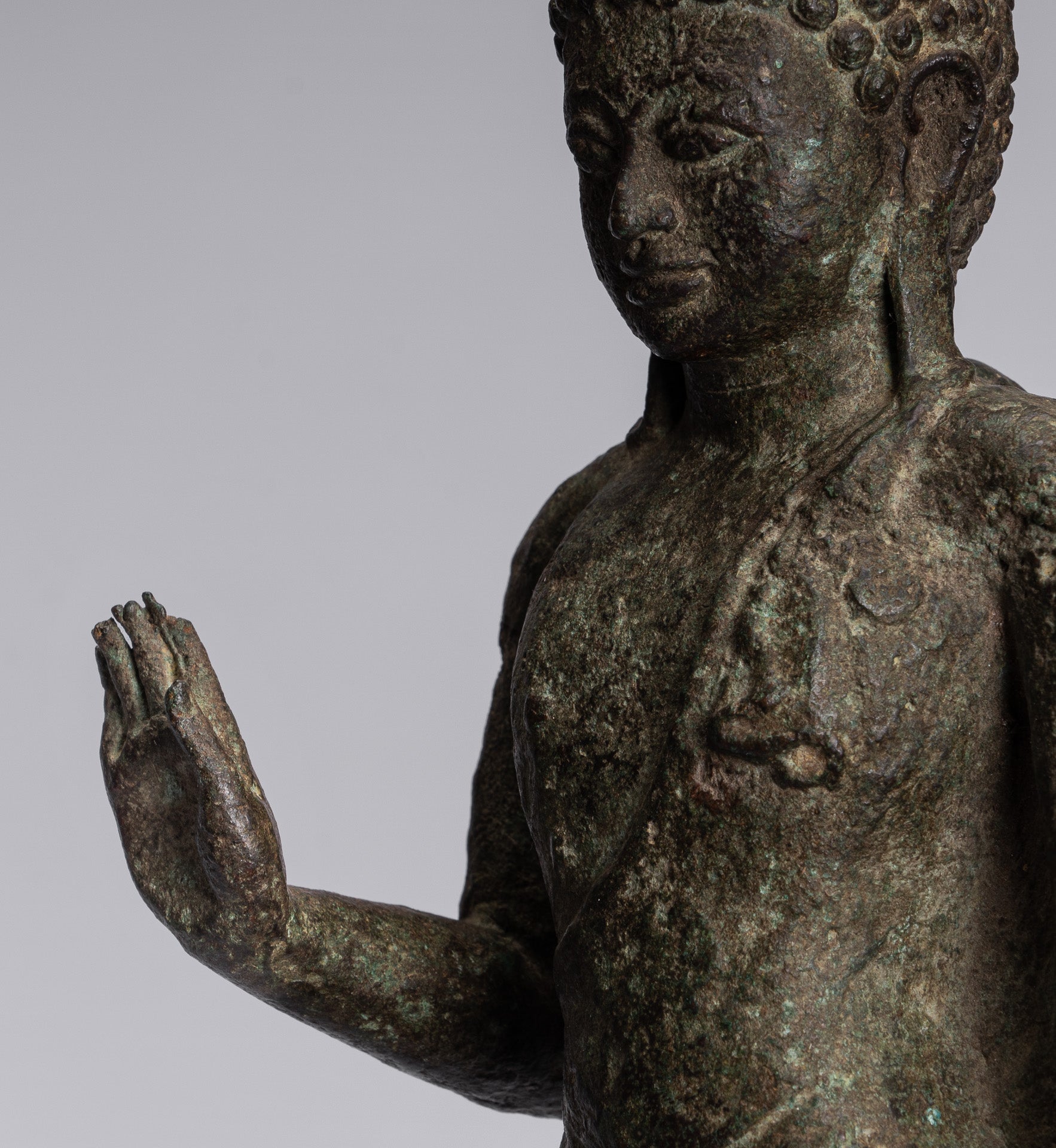 Statua di Buddha - Antique Statue Buddha di protezione giavanese per la protezione permanente - 43 cm/17 "