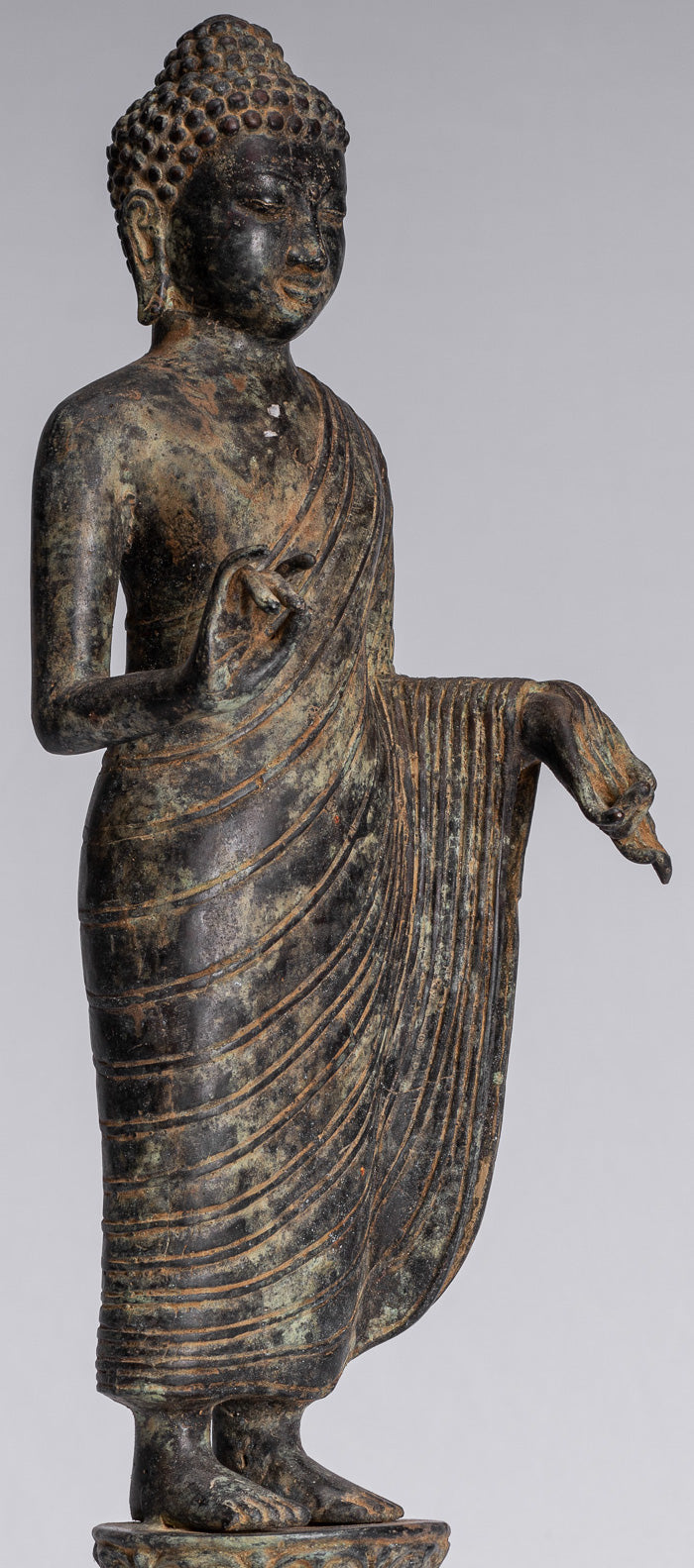 Buddha-Statue – Antiker javanischer Lehr-Buddha aus Bronze im indonesischen Stil – 40 cm