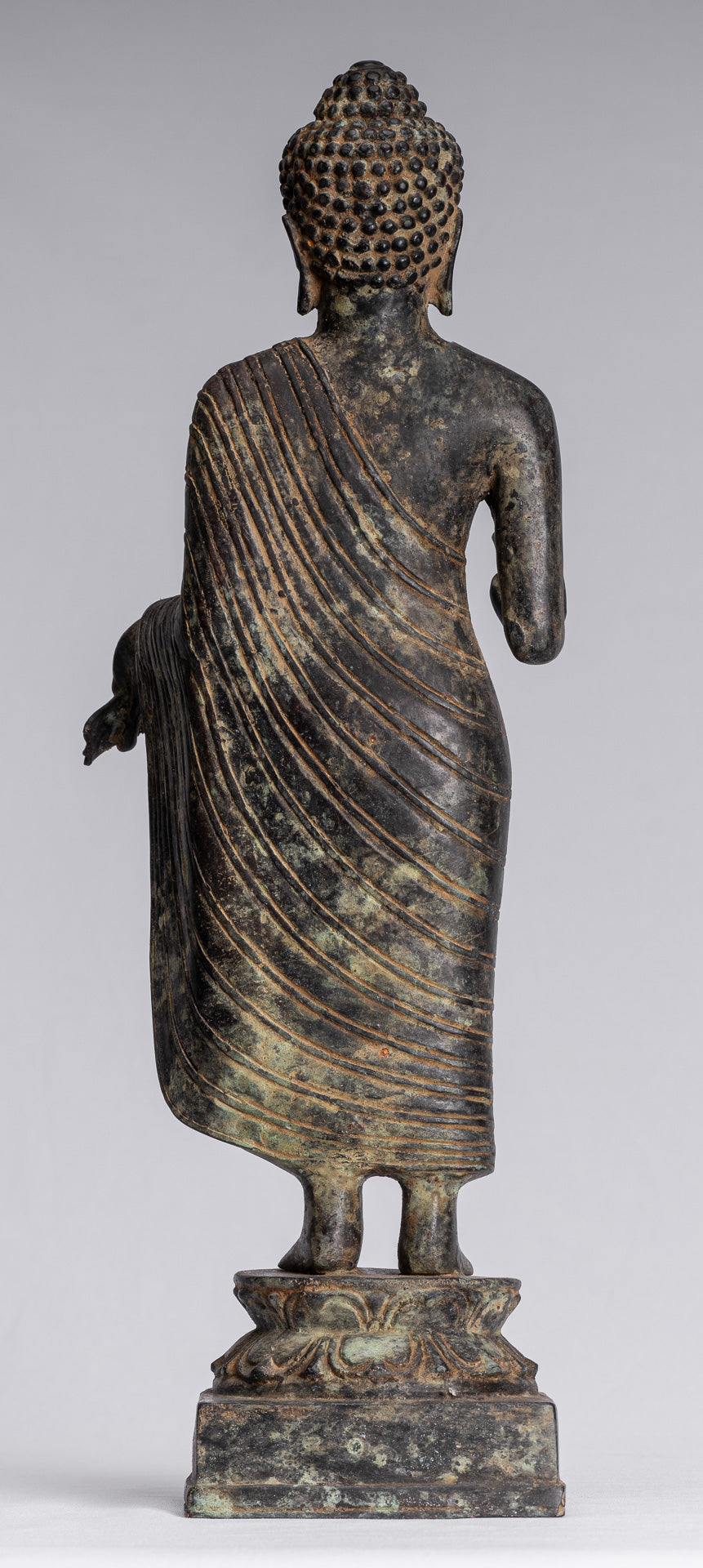 Buddha-Statue – Antiker javanischer Lehr-Buddha aus Bronze im indonesischen Stil – 40 cm