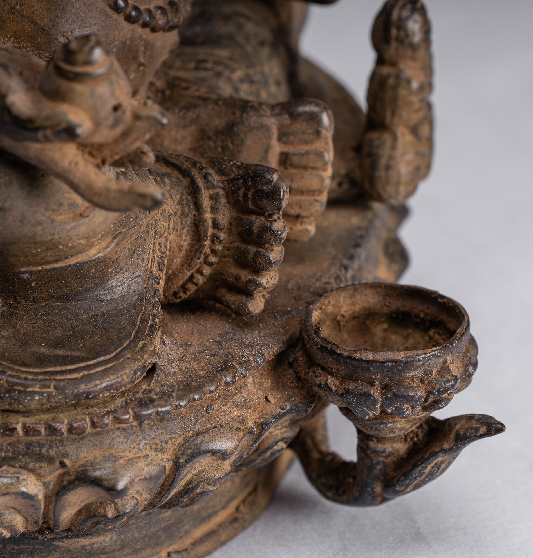 Jambhala Statue-Antike Java Majapahit Style Seated Jambhala Statue God of Wealth-21cm/8 "