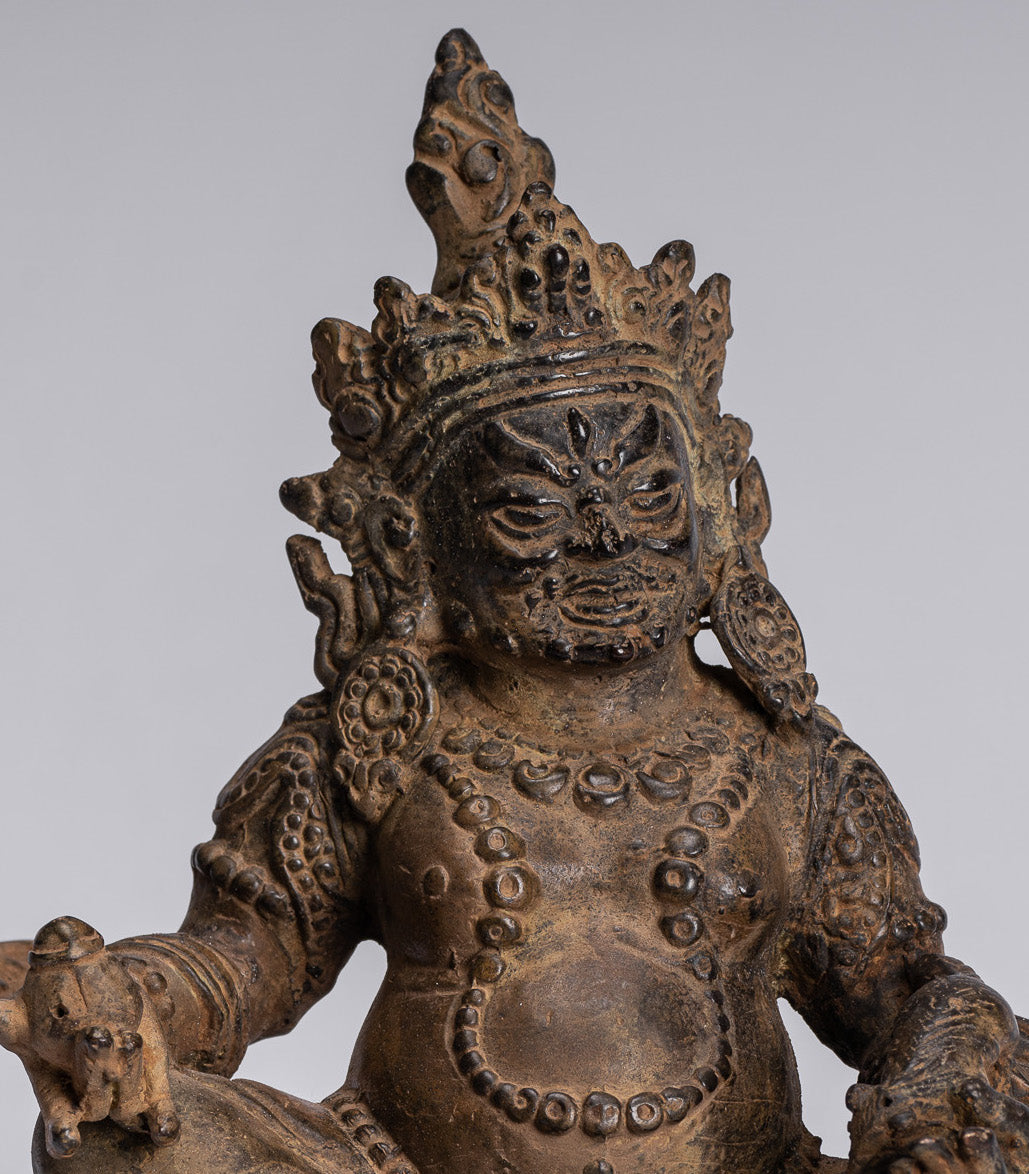 Jambhala Statue-Antike Java Majapahit Style Seated Jambhala Statue God of Wealth-21cm/8 "