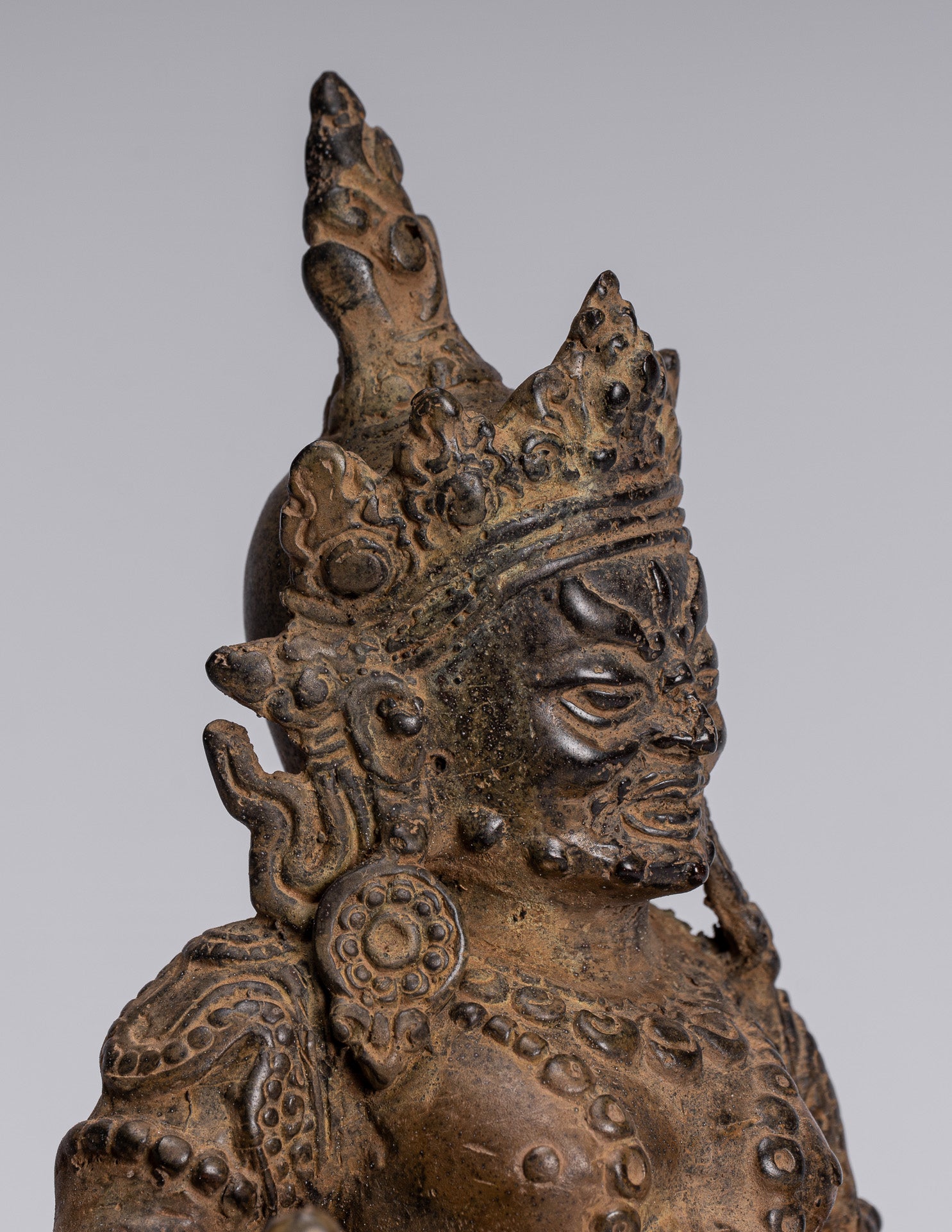 Jambhala Statue - Antike Java Majapahit -Stil sitzend Jambhala Statue Gott des Vermögens - 21cm/8 "