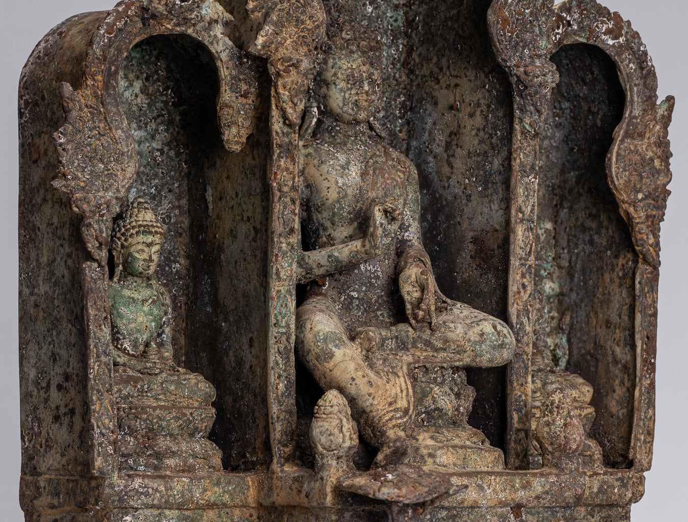 Statue de Bouddha – Statue de Bouddha d'enseignement javanais en bronze de style indonésien antique – 32 cm/13"