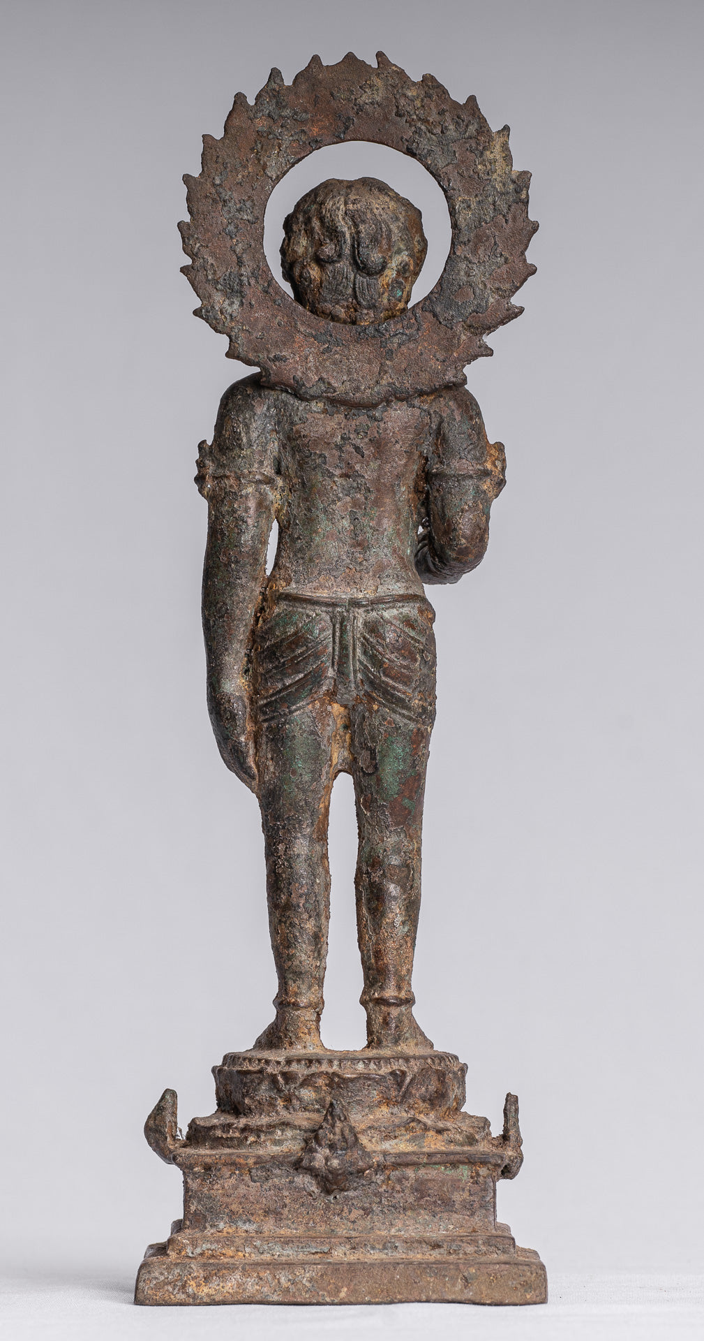 Devotee Statue - Antique Indonesian Style Bronze Javanese Devotee of Buddha Statue - 27cm/11"