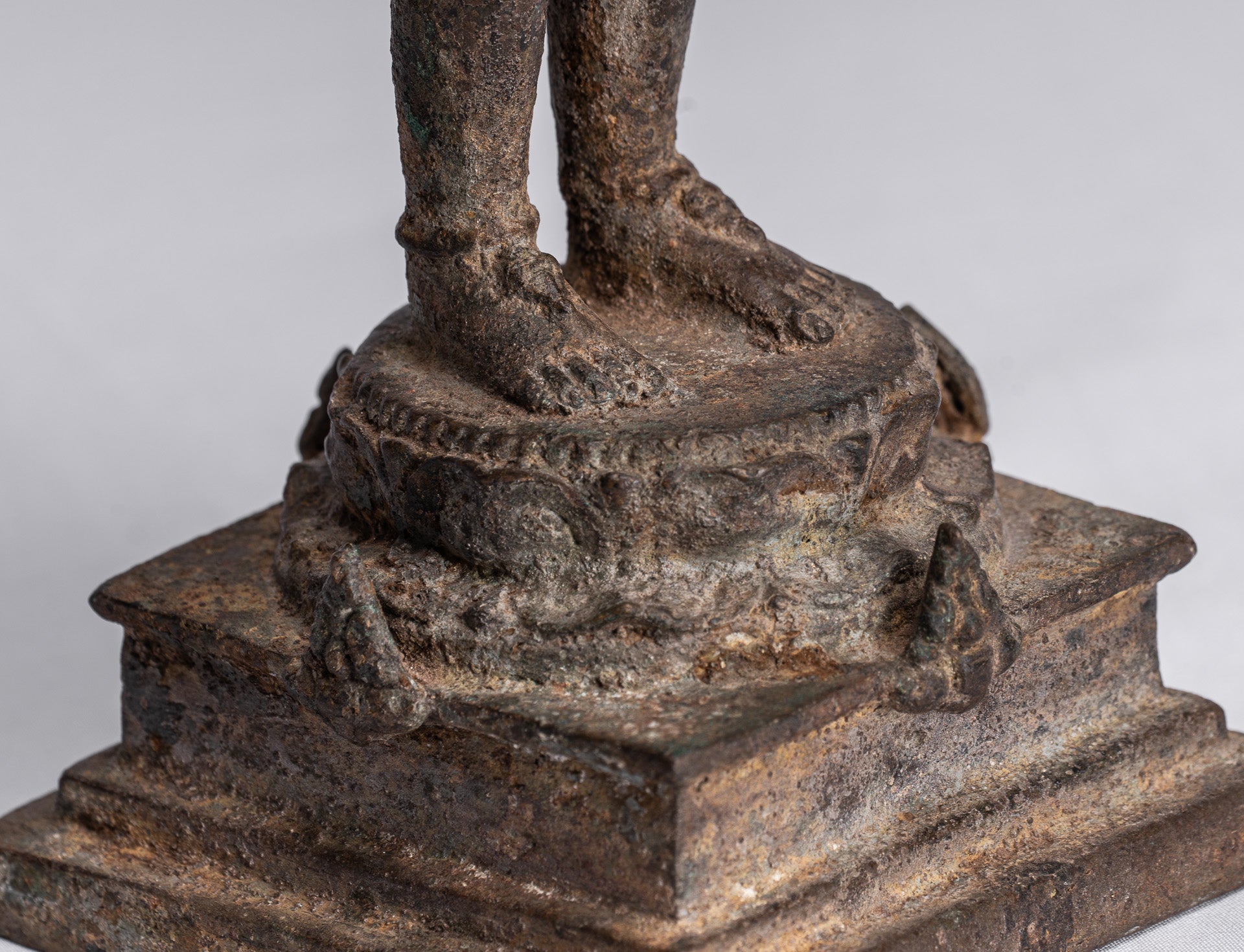 Devotee Statue - Antique Indonesian Style Bronze Javanese Devotee of Buddha Statue - 27cm/11"