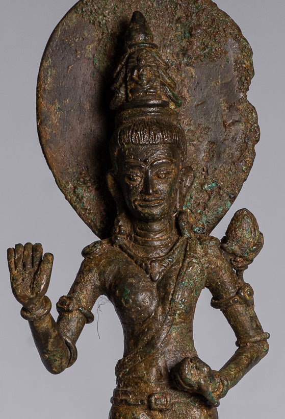 Lokeshvara - Antique Indonesian Style Majapahit Standing Bronze Lokeshvara Statue - 27cm/11"