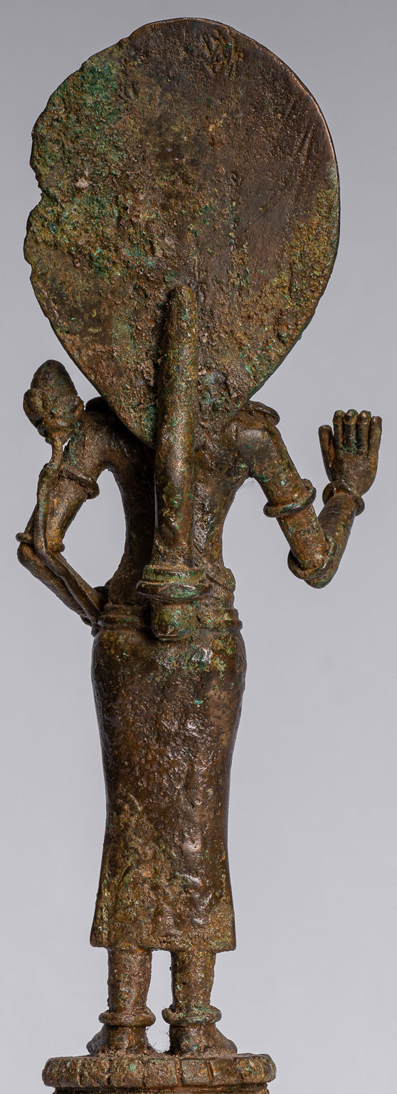 Lokeshvara - Antique Indonesian Style Majapahit Standing Bronze Lokeshvara Statue - 27cm/11"