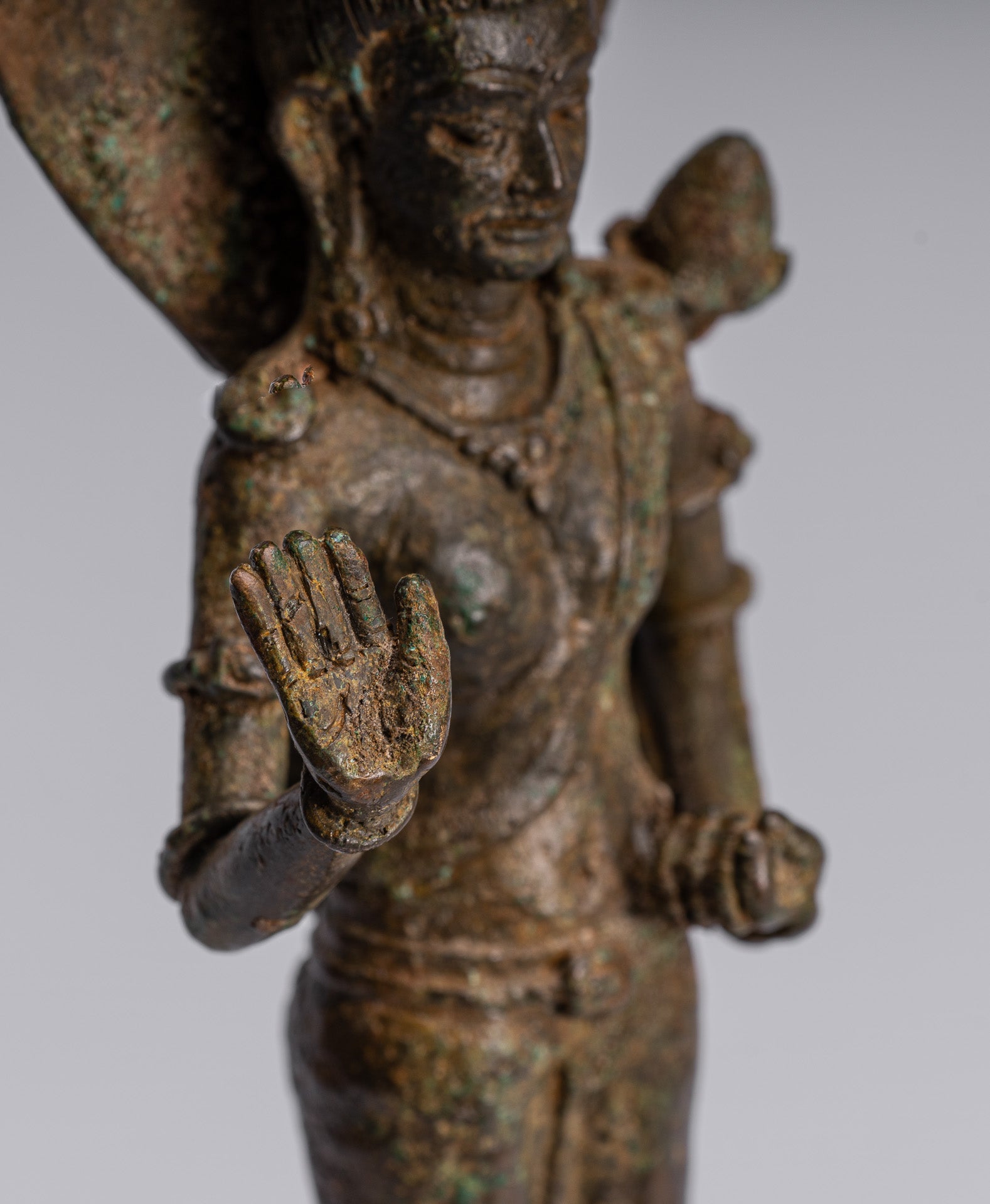 Lokeshvara - Antique Indonesian Style Majapahit Standing Bronze Lokeshvara Statue - 27cm/11"