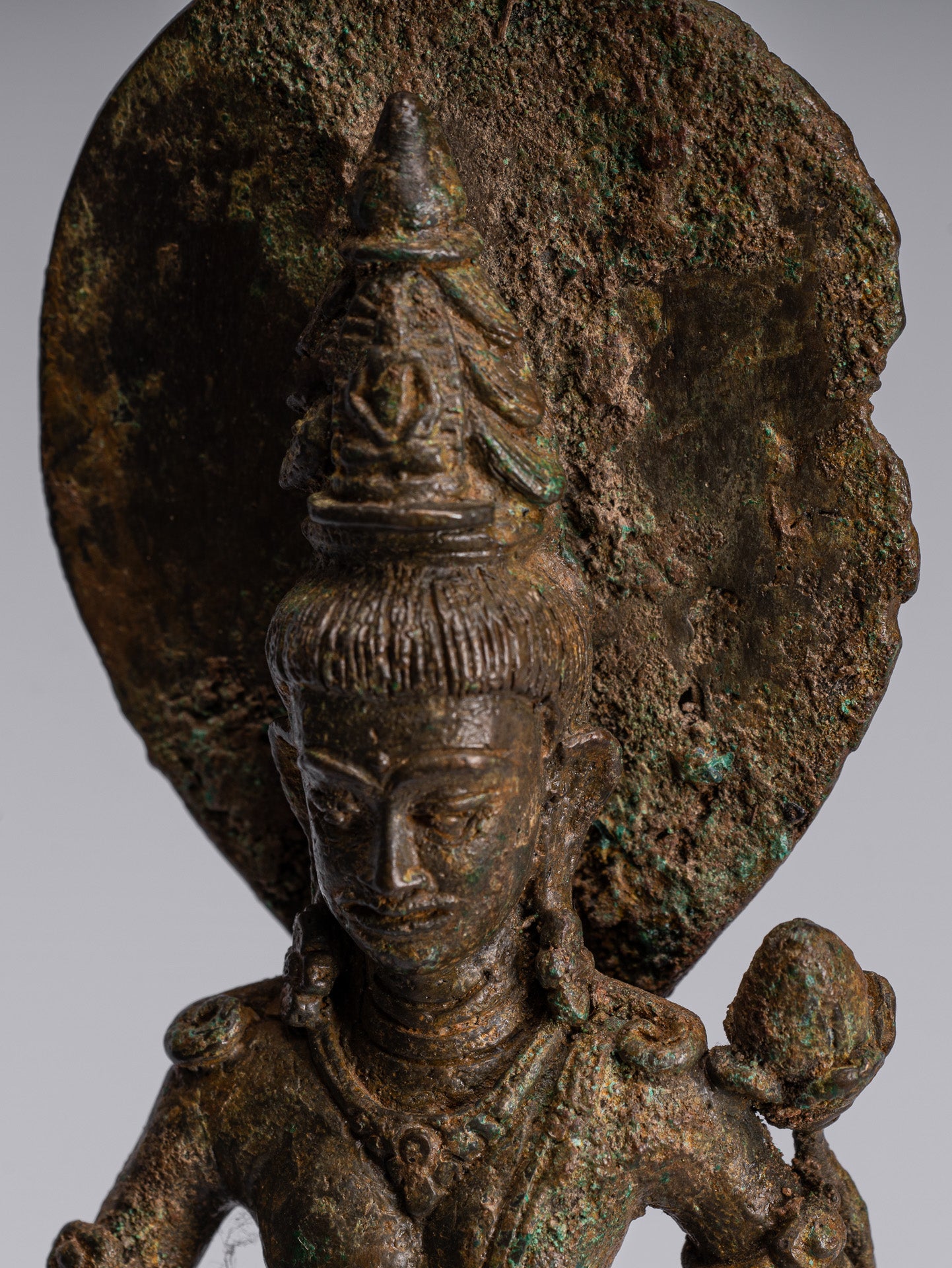 Lokeshvara - Antique Indonesian Style Majapahit Standing Bronze Lokeshvara Statue - 27cm/11"