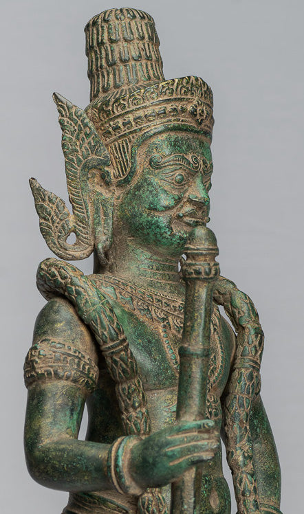 Wächterstatue – Antiker Khmer-Bronze-Koh-Ker-Stil, Yaksha-Tempelwächter – 56 cm