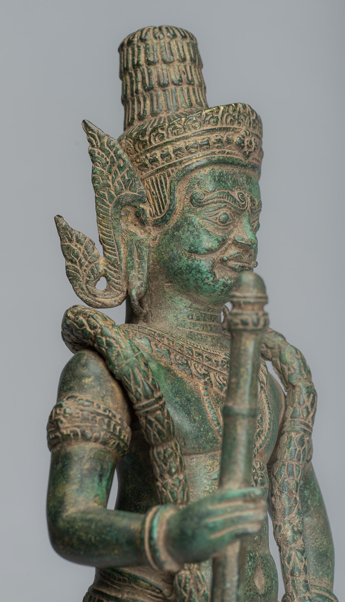 Wächterstatue – Antiker Khmer-Bronze-Koh-Ker-Stil, Yaksha-Tempelwächter – 56 cm