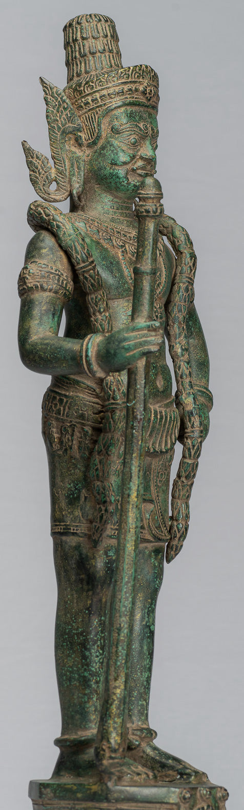 Wächterstatue – Antiker Khmer-Bronze-Koh-Ker-Stil, Yaksha-Tempelwächter – 56 cm