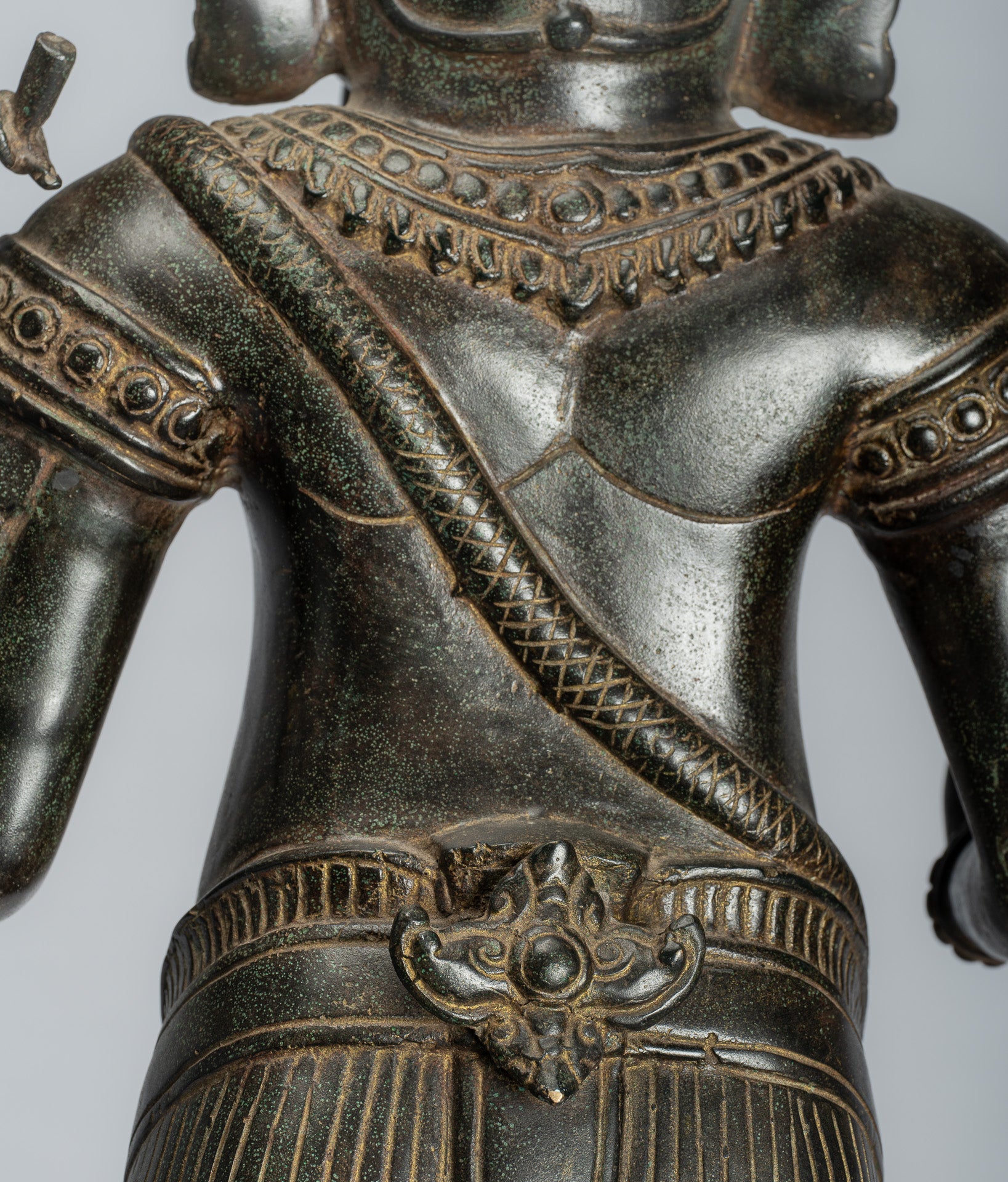 Estatua de Ganesha - Estatua de bronce de pie de estilo jemer antiguo Angkor Wat Ganesha y Yoni - 88 cm/35 "