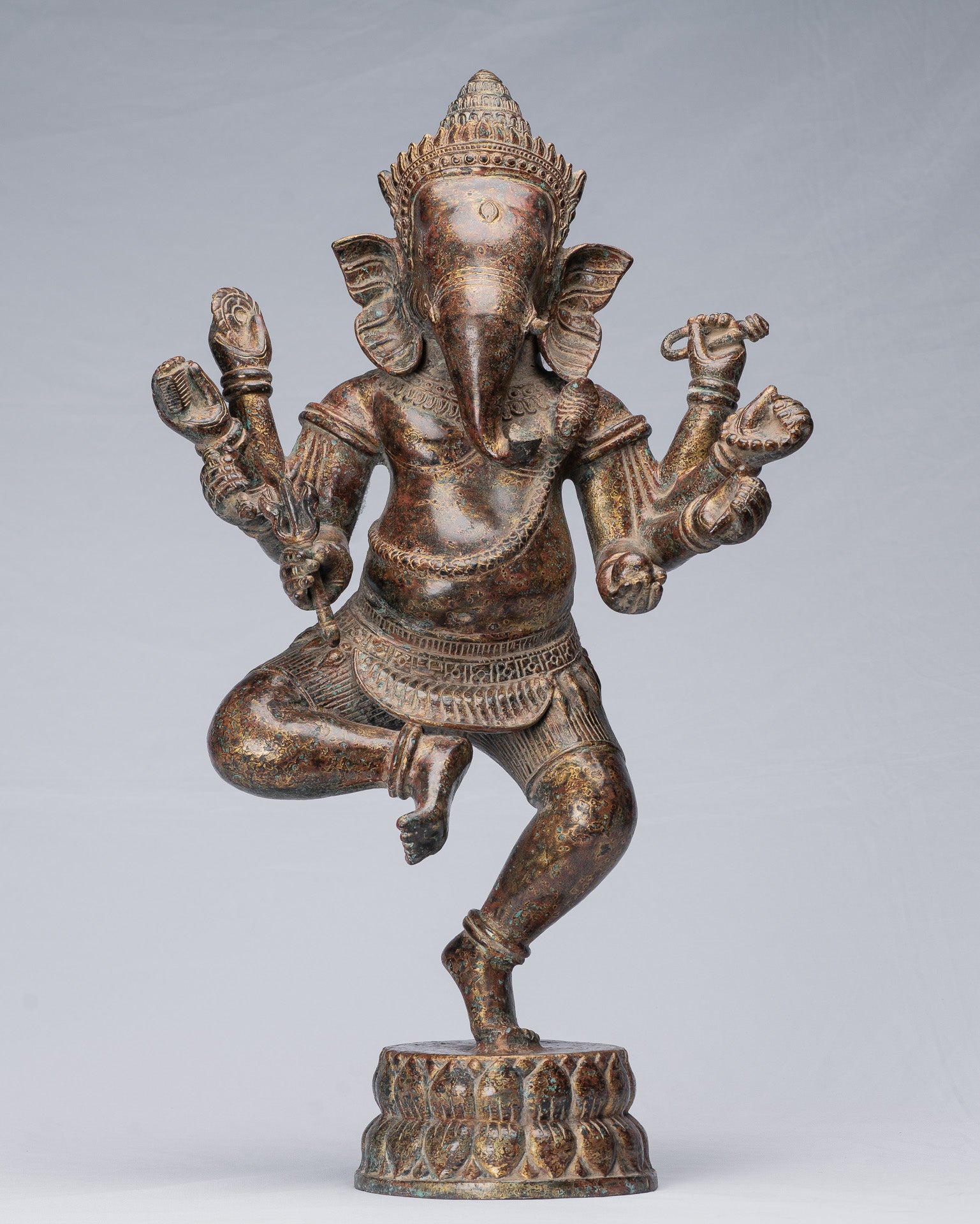 Statue Ganesha - Statua di Ganesh in bronzo di bronzo in stile khmer - 61 cm/24 "