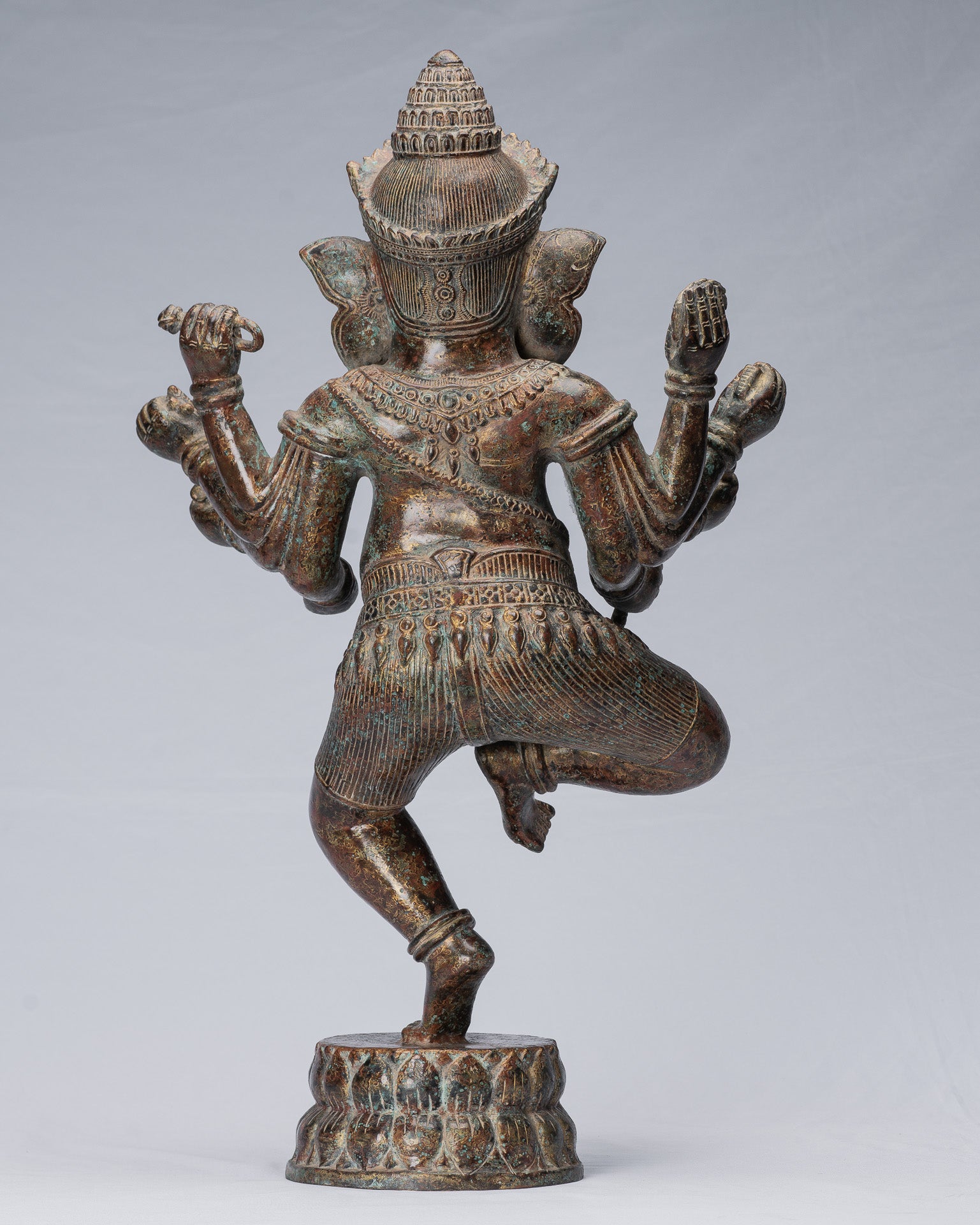 Statue Ganesha - Statua di Ganesh in bronzo di bronzo in stile khmer - 61 cm/24 "