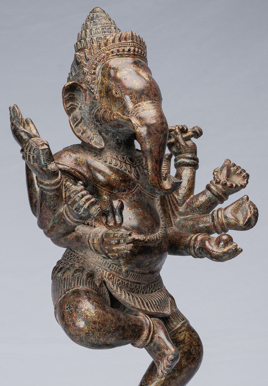 Statue Ganesha - Statua di Ganesh in bronzo di bronzo in stile khmer - 61 cm/24 "