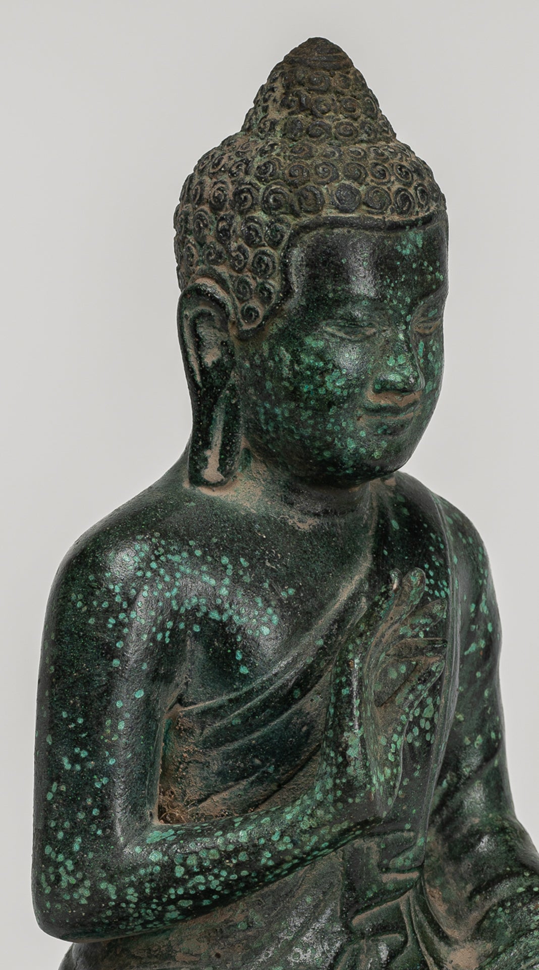 Buddha Statue - Buddha - Antique Khmer Style Seated Bronze Teaching Buddha Statue - 20cm/8"