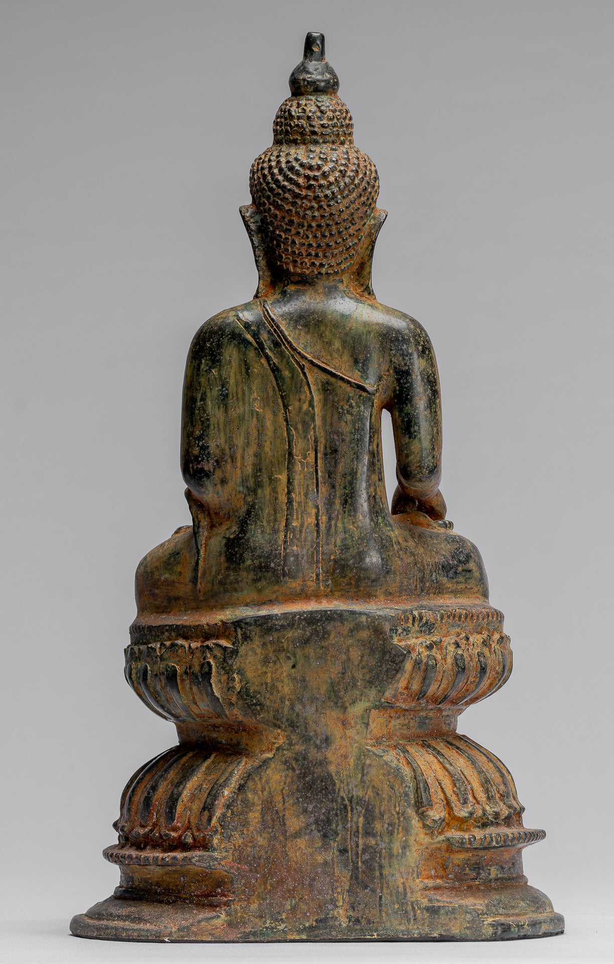 Bouddha Statue-Antique Indonésie Style Seated Bronze Javanais Enlightenment Buddha-35cm/14 "