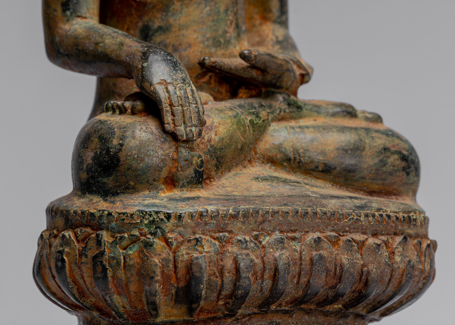 Bouddha Statue-Antique Indonésie Style Seated Bronze Javanais Enlightenment Buddha-35cm/14 "